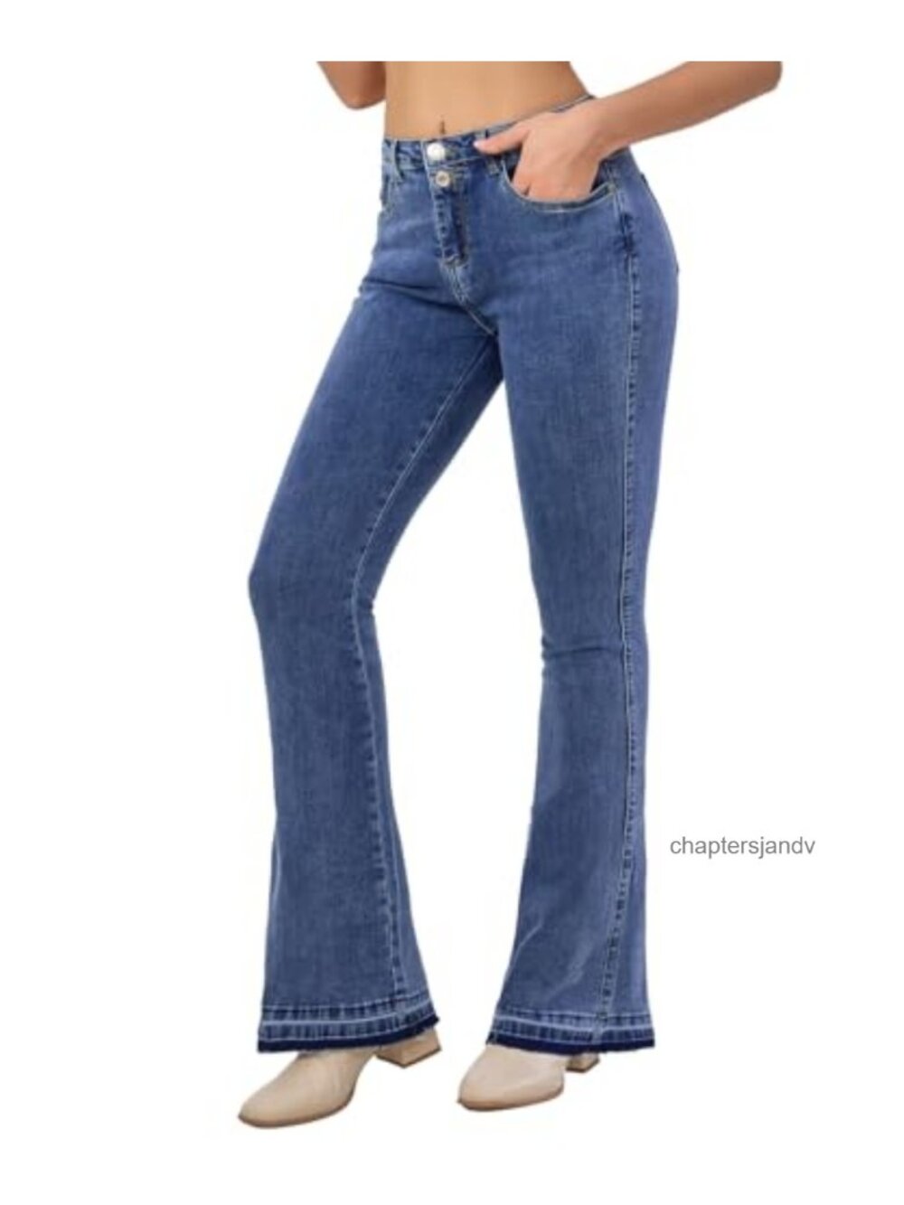 High Waisted Flare Bell Bottom Jeans Stretchy Denim Wide Leg Bootcut Pants